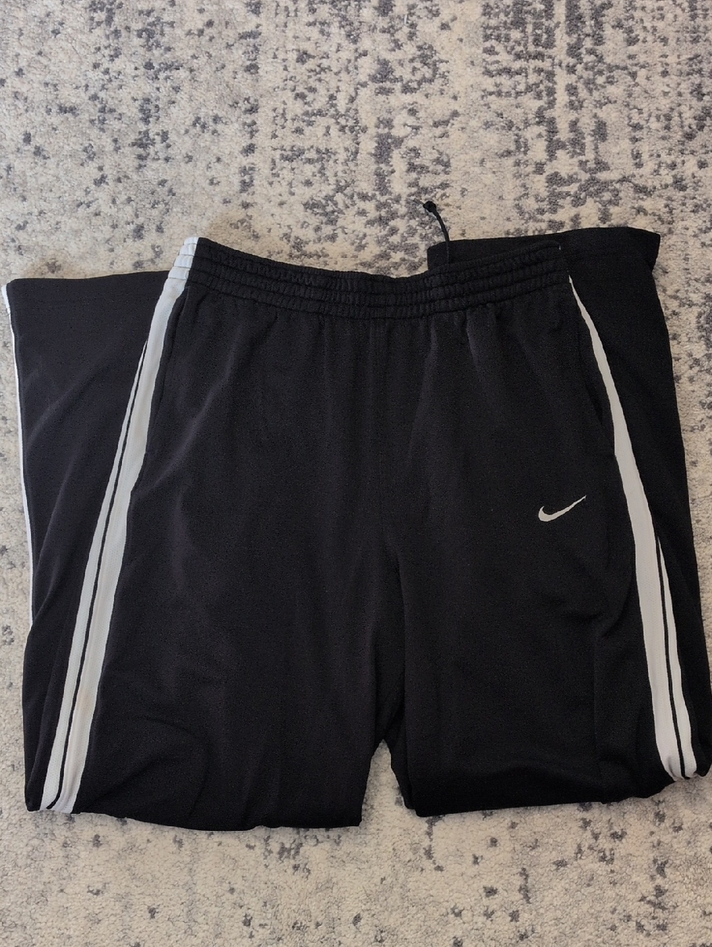 Nike Men's Basketball Black Athletic Track Pants with White Stripes